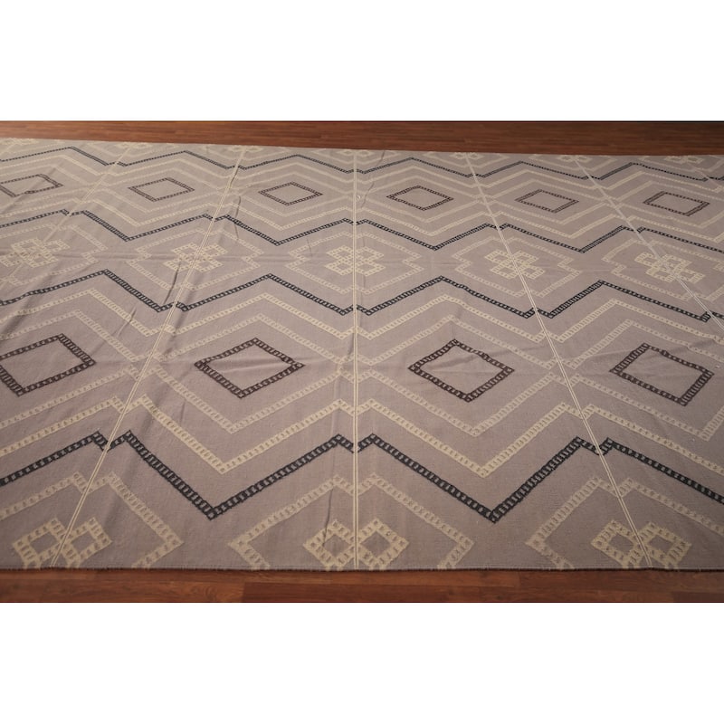 Flat Weave Kilim Durrie Oriental Large Area Rug Cotton Carpet - 10'5" x 18'9"