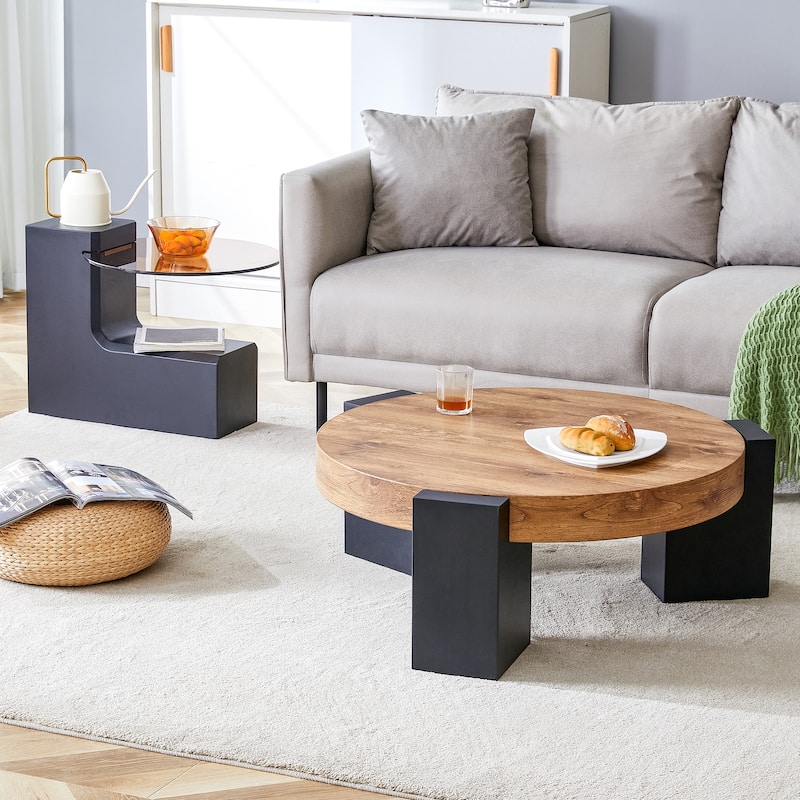 Roomfitters Detachable Double Layer Coffee Table with Modern Design, Space-Saving MDF Table for Versatile Use