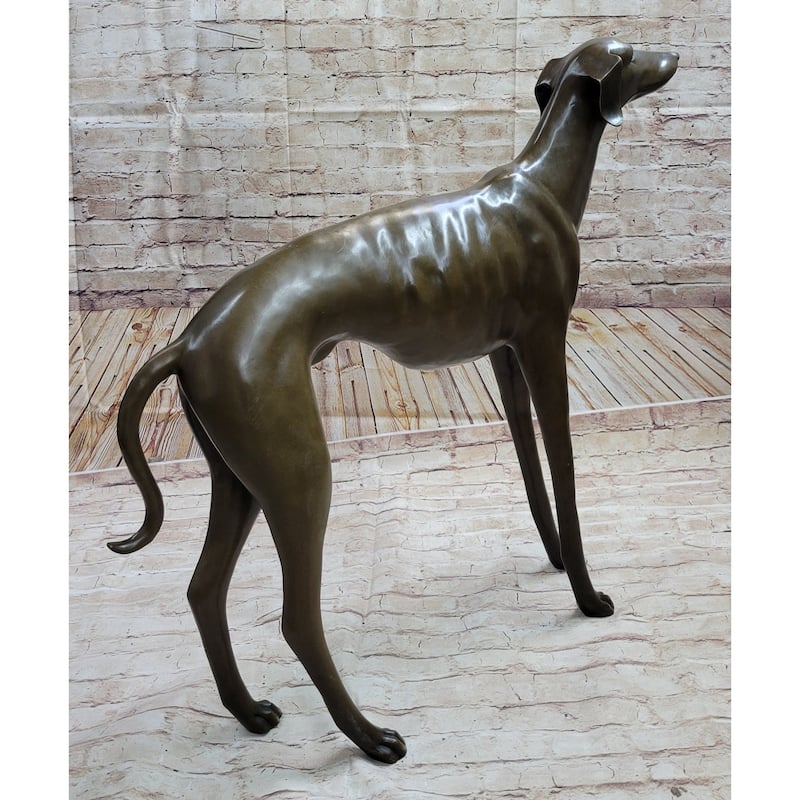 Art Deco Hand Made Dark Patine Greyhound Dog Bronze Sculpture Home Decoration