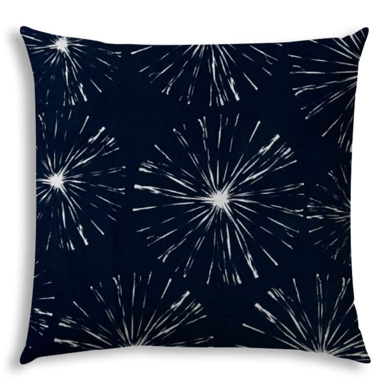 20" Navy and White Starburst Fireworks Indoor Outdoor Throw Pillow Cover - 20" X 20"