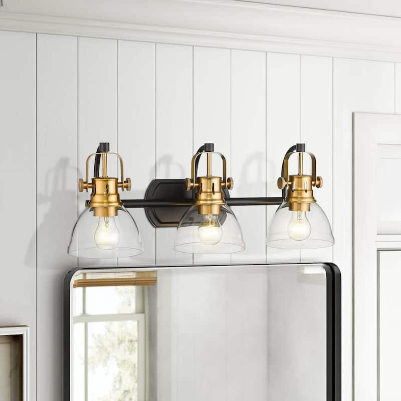 3-Light 4-Light Industrial Bathroom Vanity Light with Clear Glass