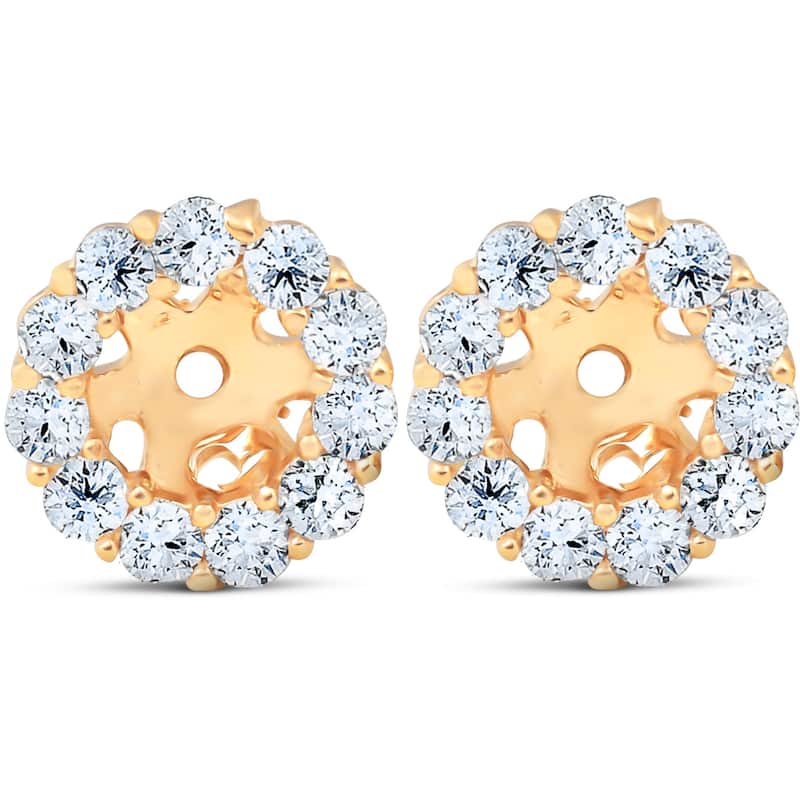 Bliss Diamond Halo Diamond Earring Jackets Yellow Gold (4mm) - Yellow