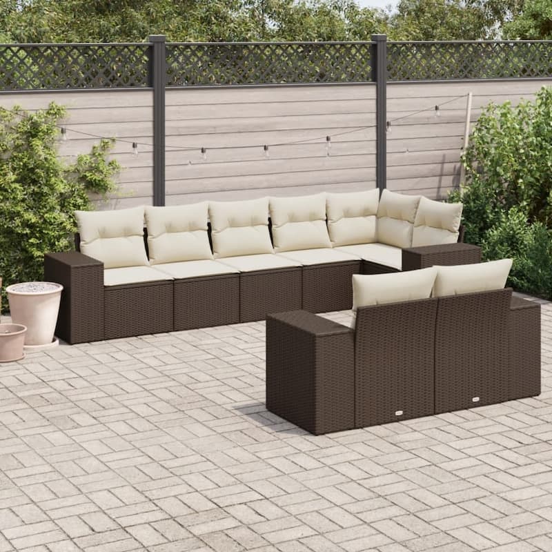 vidaXL Garden Sofa Set - Brown and cream Without table