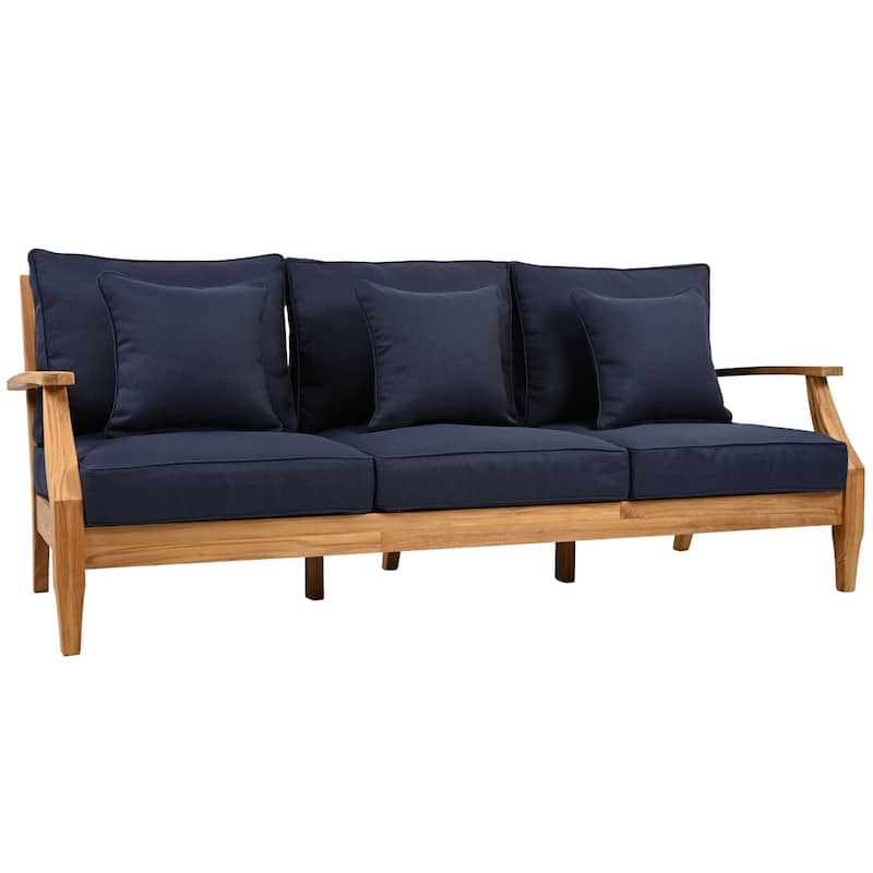 SAFAVIEH Couture Martinique Wood Patio Sofa - 82"W x 35"D x 32"H