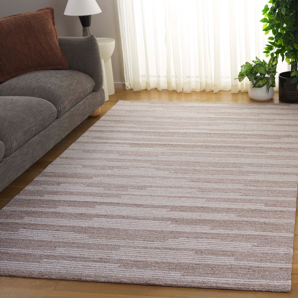 SAFAVIEH Handmade Ebony Mahnaz Modern Striped Wool Rug