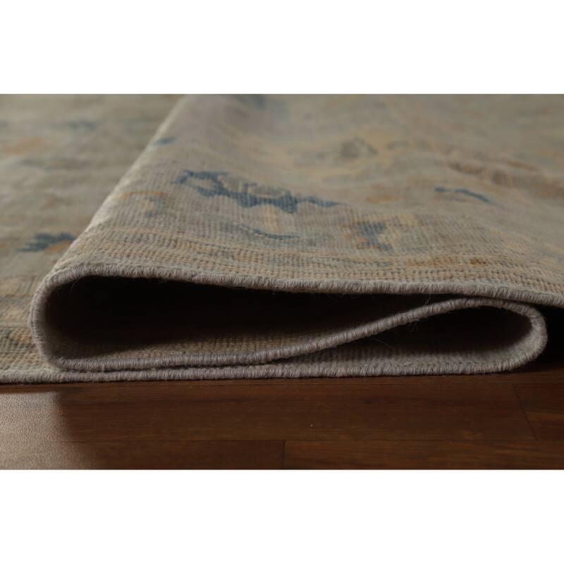 Hand Knotted Oriental 100% Wool Carpet Transitional All-Over Greys & Charcoal Oushak Area Rug - 9' 11'' X 8' 1''