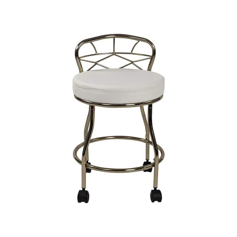Carolina Living Diana X-Back Vanity Stool with Casters - Gold, White