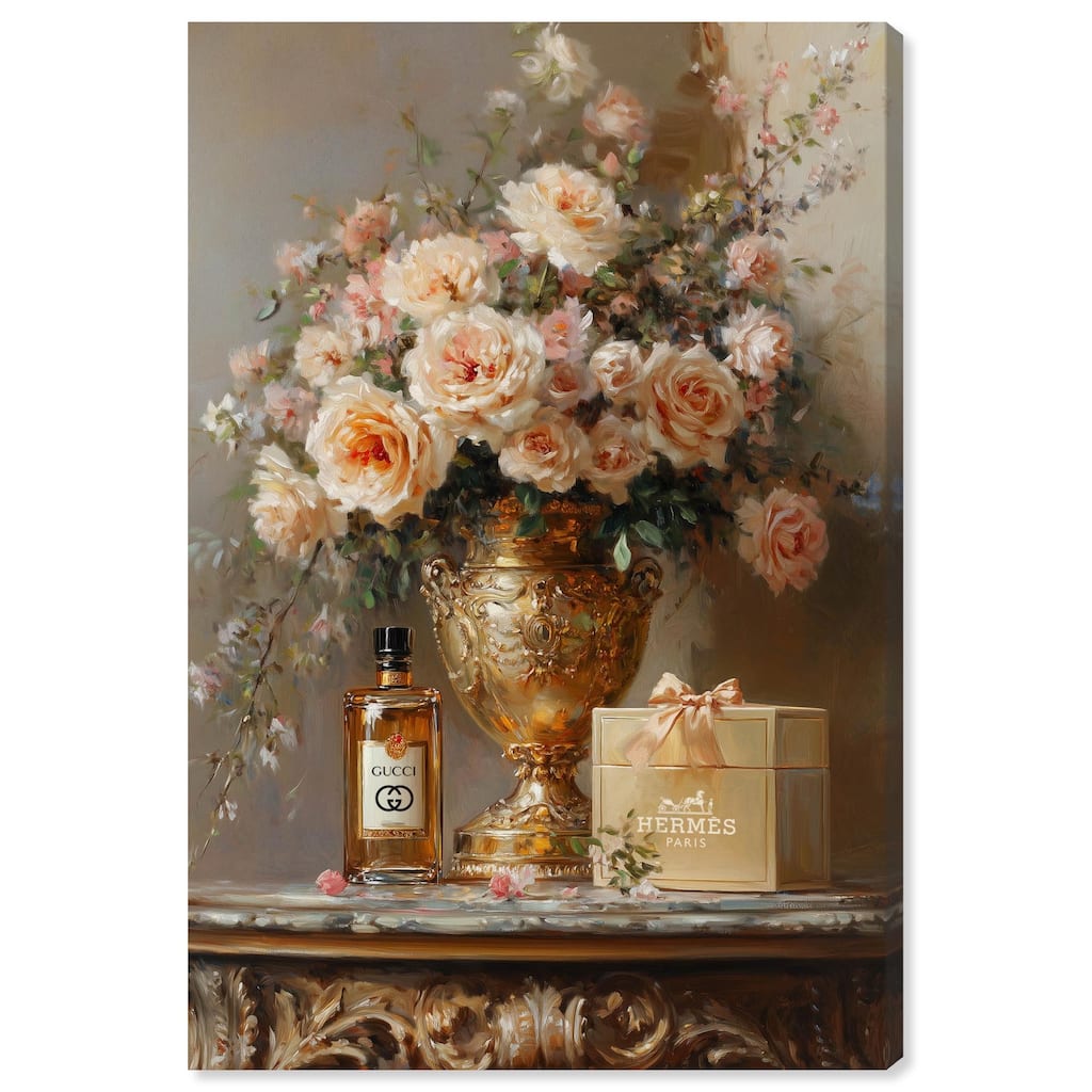 Classical Vase Tans and Floral Canvas by Art Remedy, Gallery Wrapped