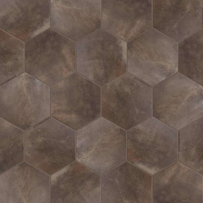 Merola Tile Industrial Hex Copper 8-1/2" x 9-7/8" Porcelain Floor and Wall Tile