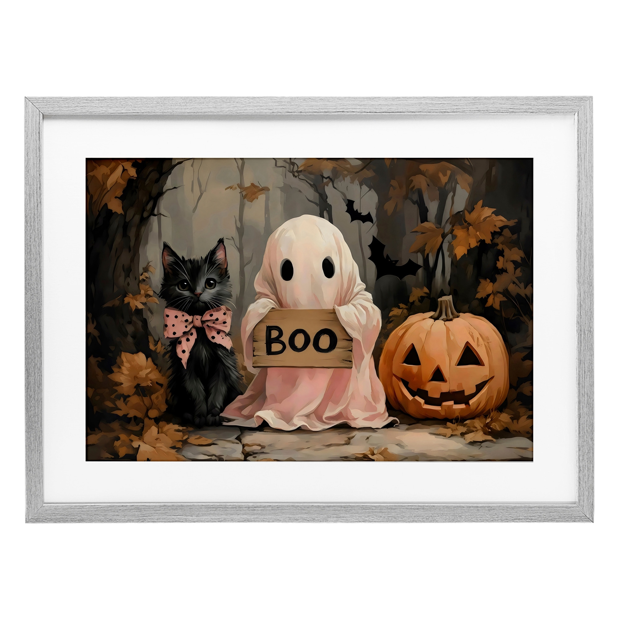 Stupell Cute Halloween Boo Portrait Under Glass Framed Design By Arlington Prints