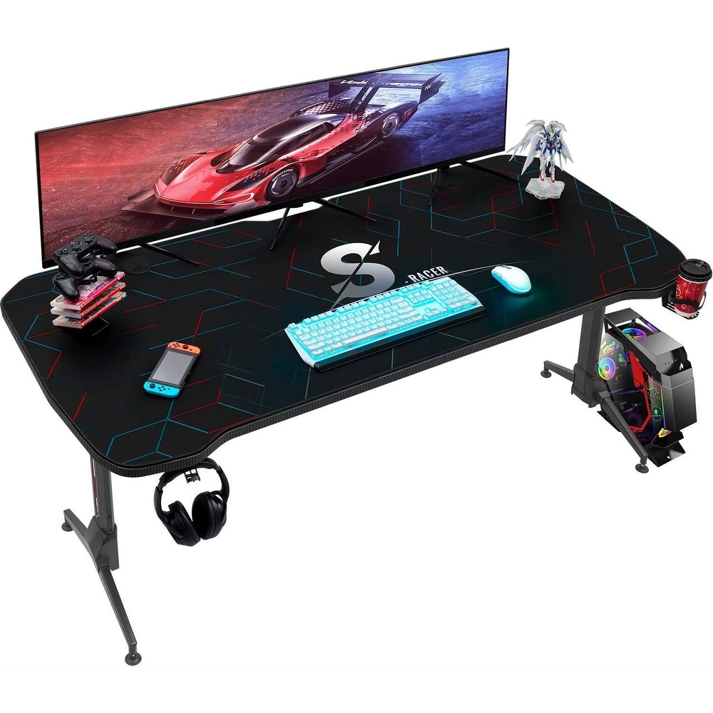 Atlantic Professional Gaming Desk Pro with Built-in Storage, Metal  Accessory Holders and Cable Slots, 36 H, White