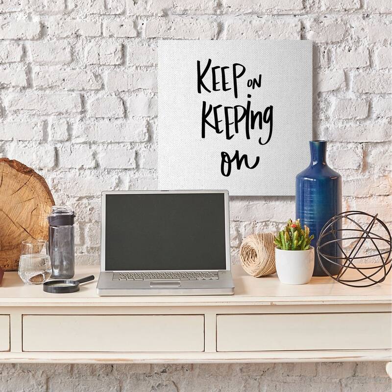 Stupell Keep on Keeping On Quote Motivational Text Canvas Wall Art - Black