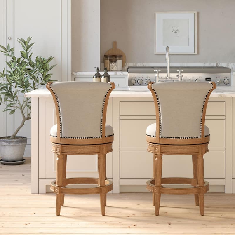 Copper Grove Rijssen Counter-Height Wood Swivel Stool, Faux Leather Seat