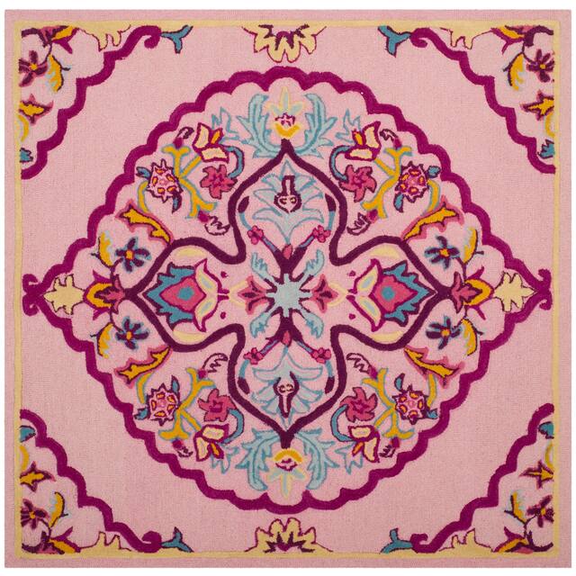 SAFAVIEH Handmade Bellagio Junie Medallion Wool Rug - 5' x 5' Square - Pink