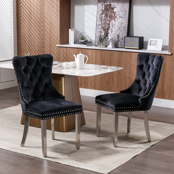 High-End Tufted Dining Chair Set of 2, Velvet Upholstered Guest