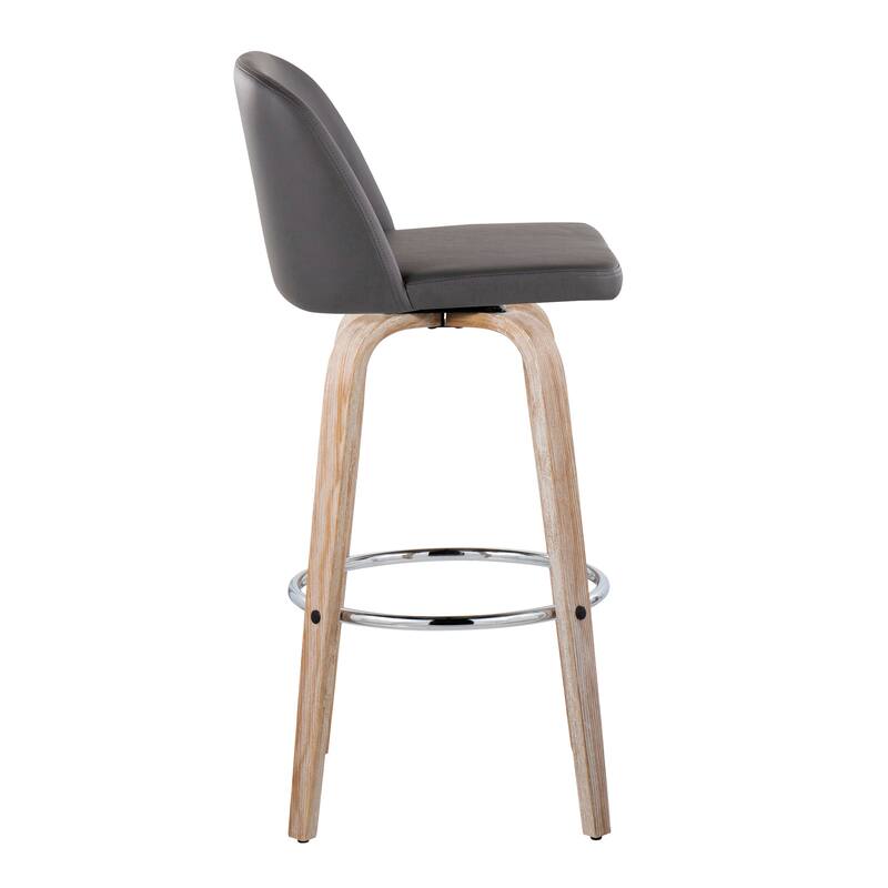 The Gray Barn Vallberga 30" Fixed-Height Bar Stool with White Washed Wood Base (Set of 2)