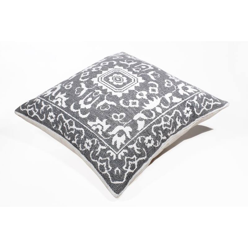 HomeRoots 20" X 20" Gray And White 100% Cotton Geometric Zippered Pillow