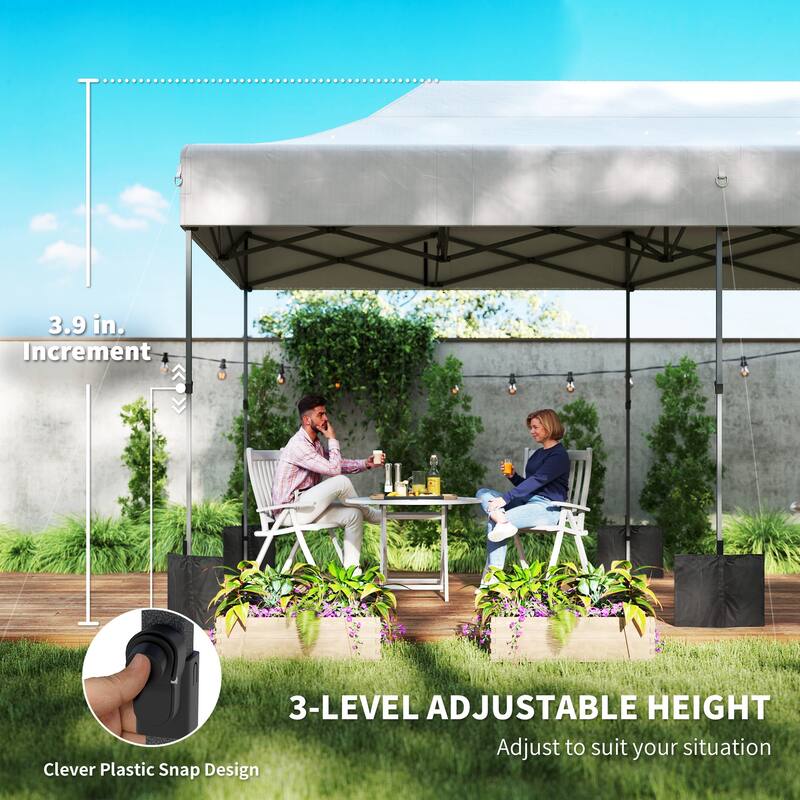 Outsunny 10 x 20 ft Pop Up Canopy Tent, Heavy Duty UPF50+ Outdoor Portable Instant Canopy Shelter with Wheeled Carry Bag
