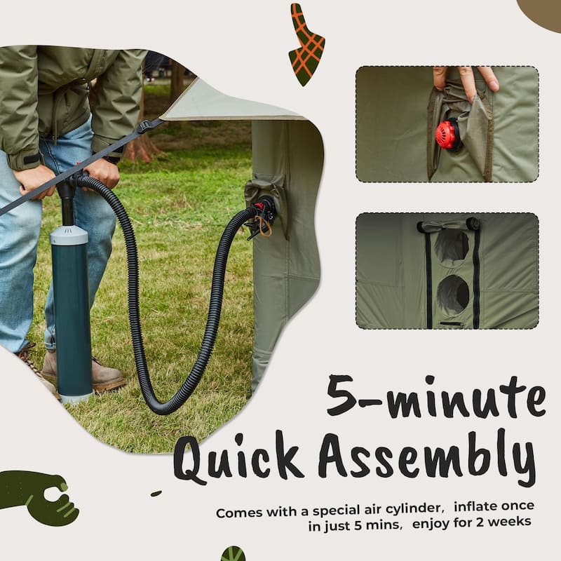 EROMMY Inflatable Tent with Chimney Opening, 8-10 Person Air Glamping Tent