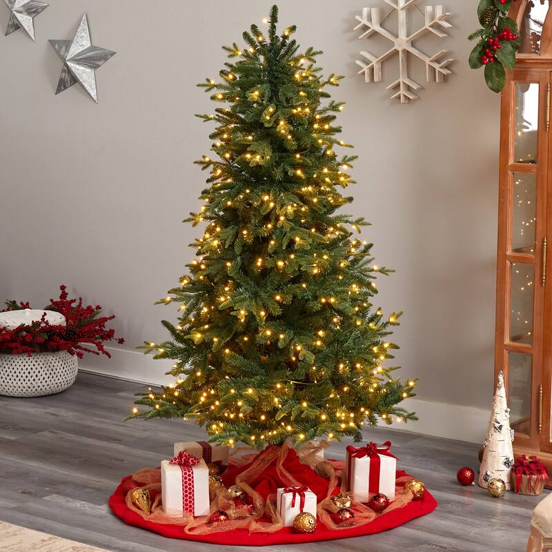 6' Pre-Lit Montreal Spruce Artificial Christmas Tree, Warm White LED Lights - 6 Foot