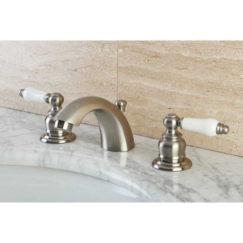 Victorian Mini-Widespread Bathroom Faucet with Retail Pop-Up in Brushed Nickel