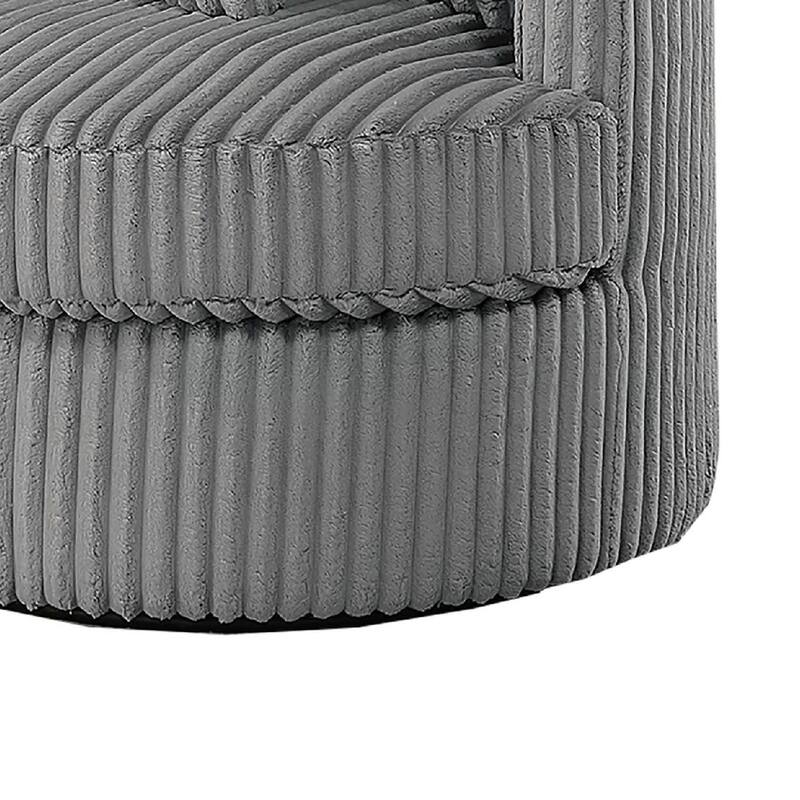Tamara Round Swivel Chair with 2 Back Cushions, Gray Corduroy Fabric