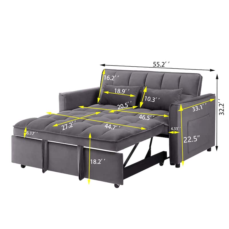 Adjustable Folding Futon Sofa Bed with Pillows for Small Spaces