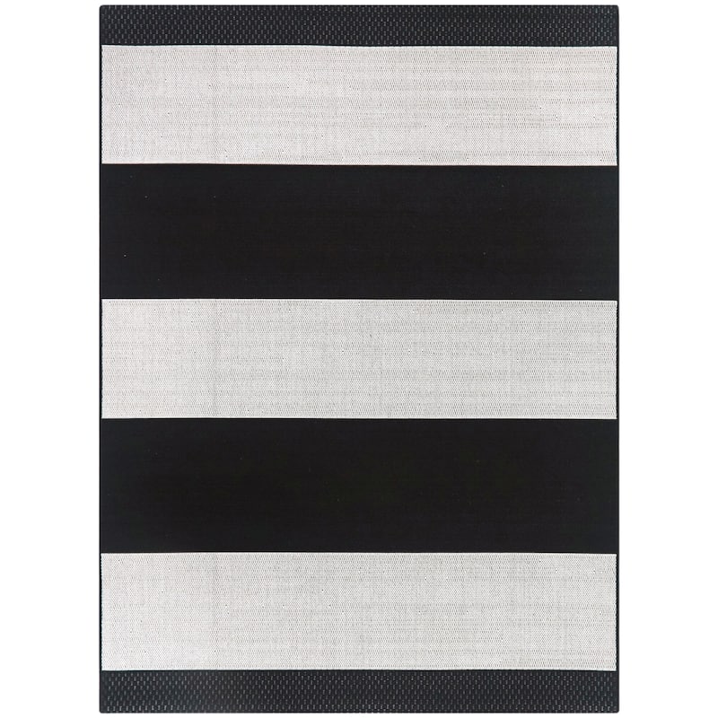 Louisa Striped Patio Indoor/Outdoor Area Rug - 7'10" x 10' - Charcoal