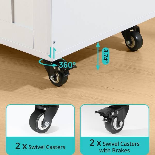 Wooden Storage Bench with Wheels and UShaped CutOut Pull On Sale