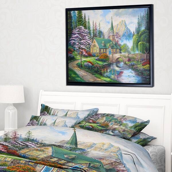 Shop Designart Church In Forest Oil Painting Landscape Painting