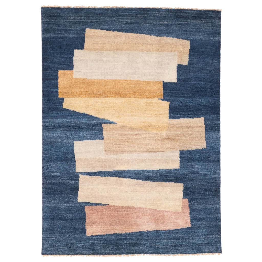 ECARPETGALLERY Hand-knotted Peshawar Ziegler Dark Blue Wool Rug - 5'0 x 6'11