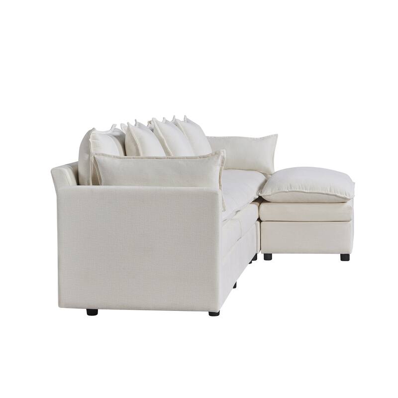 108.66" L-Shaped 4-Seater Sectional Sofa with Convertible Chaise and Ottoman, Spacious Cloud Couch Design