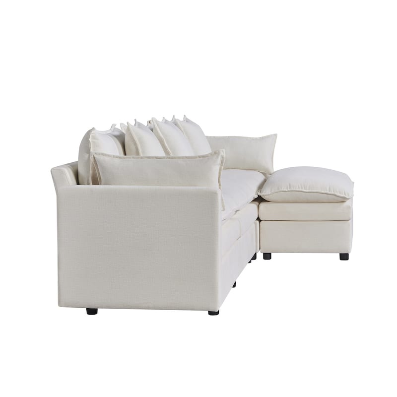 108.66" L-Shaped 4 Seater Sectional Sofa with Convertible Chaise and Ottoman, Spacious Cloud Couch