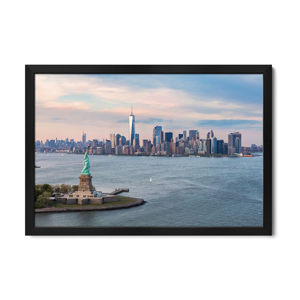 Statue Of Liberty, New York Harbor, Manhattan Skyline, New York City, New York, USA Premium Framed Poster by Matteo Colombo