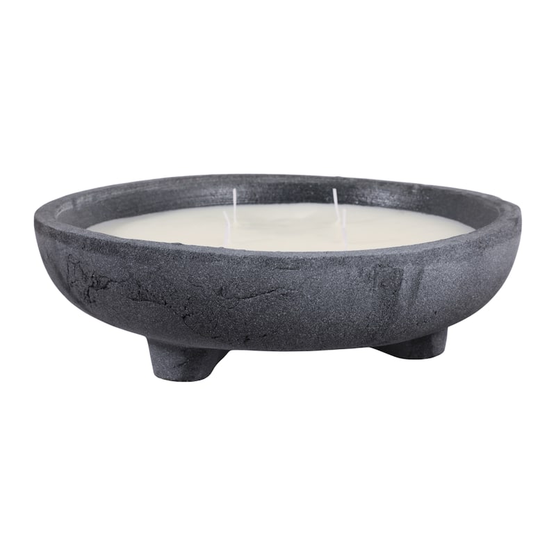 Round Distressed Ceramic Lemon Scented Candle - 12" - 11.75"