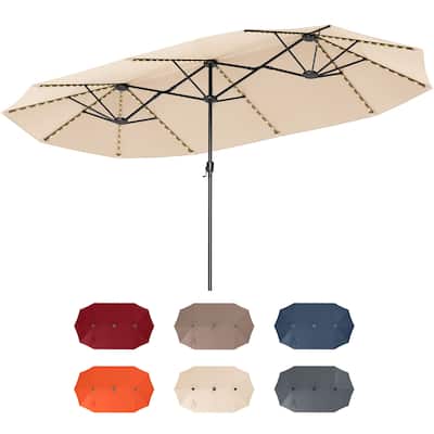 Costway 15.5 FT Extra-Large Patio Umbrella with LED Solar Lights & 12 - See Details