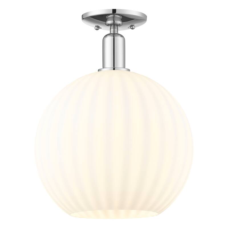 Innovations Lighting Endless Possibilities Arcadia - White Venetian - 1 Light 12" Semi-Flush Mount - Polished Chrome