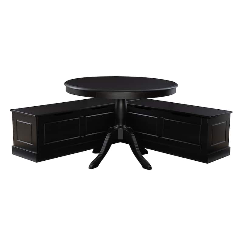 Josie Black Wooden 3-Piece Nook & Table Set