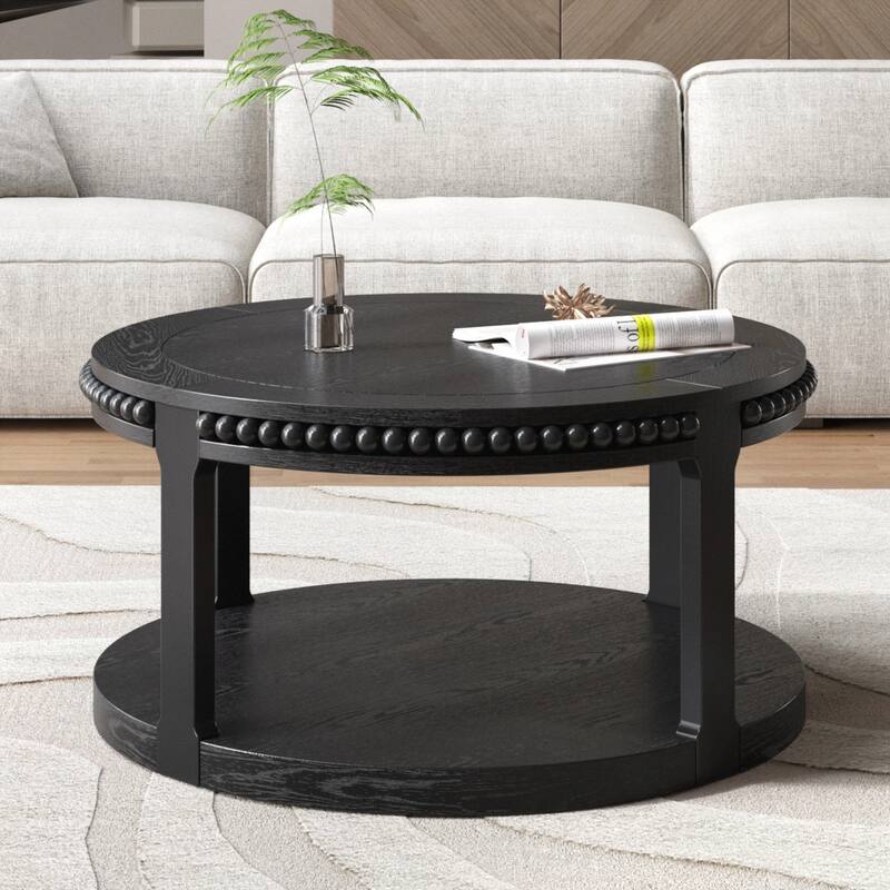 31.5 Inch Round Solid Wood Coffee Table & Sofa Table