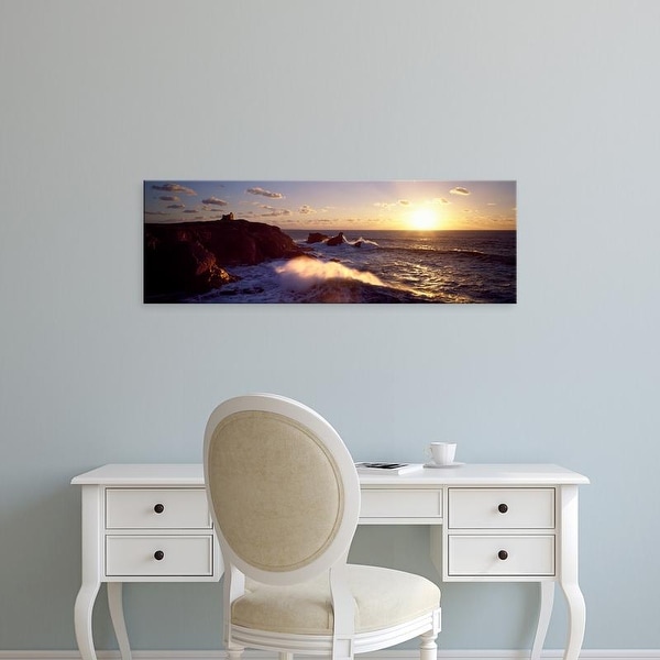 Easy Art Prints Panoramic Image 'Waves on rocks, Baie De Quiberon, Quiberon, Morbihan, Brittany, France' Canvas Art