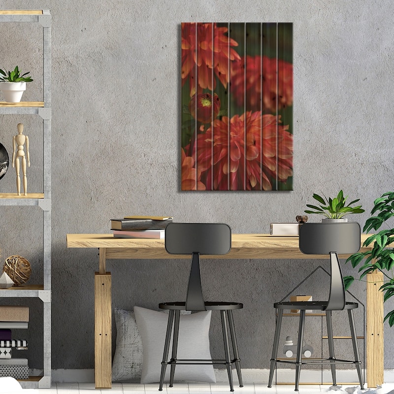 Dahlia Print On Wood by Olivia Joy StClaire - Multi-Color