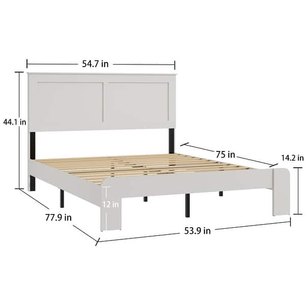 dimension image slide 0 of 2, Wooden Platform Bed Frame with Large Under Bed Storage