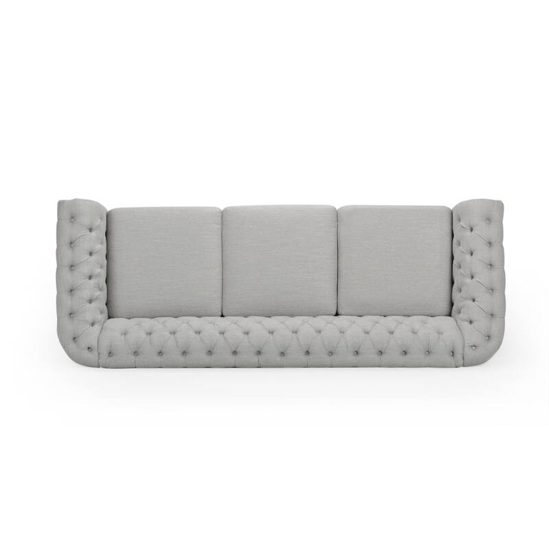 Roomfitters Modern Chesterfield 3-Seater Sofa, Tufted Upholstered Couch with Nailhead Trim and Deep Seating