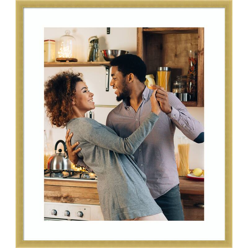 Svelte Clay Grey Framed Picture Frame, Photo Frame - 20x24 Matted White 16x20 - Svelte Polished Gold