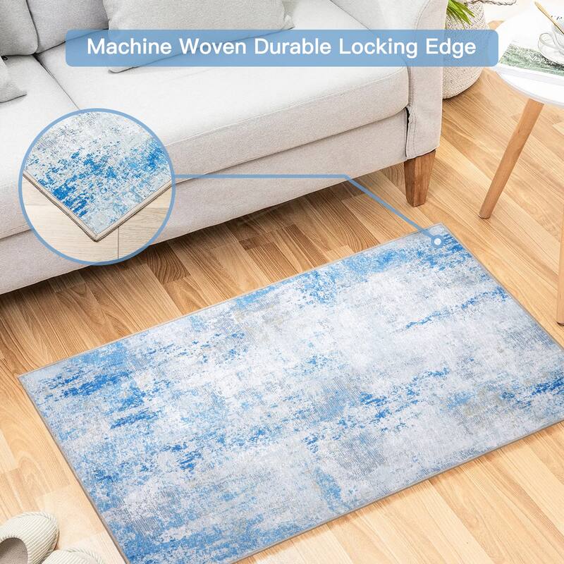 Washable Non-Slip Area Rug,Stain Resistant Low-Pile Carpet,8X10 - 8' X 10'