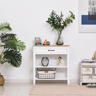HOMCOM Retro-Styled Sofa Console Entry Hallway Table with Multifunctional Design, Durable Build, & Large Storage