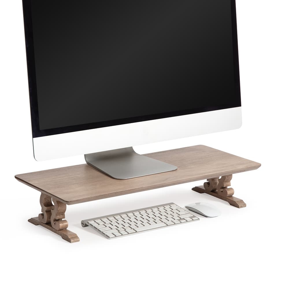 Jani Wood Monitor Stand Riser Desk - Ergonomic Design Stand, Desktop Organizer Table for Home, Office Workspace, Gaming Desk