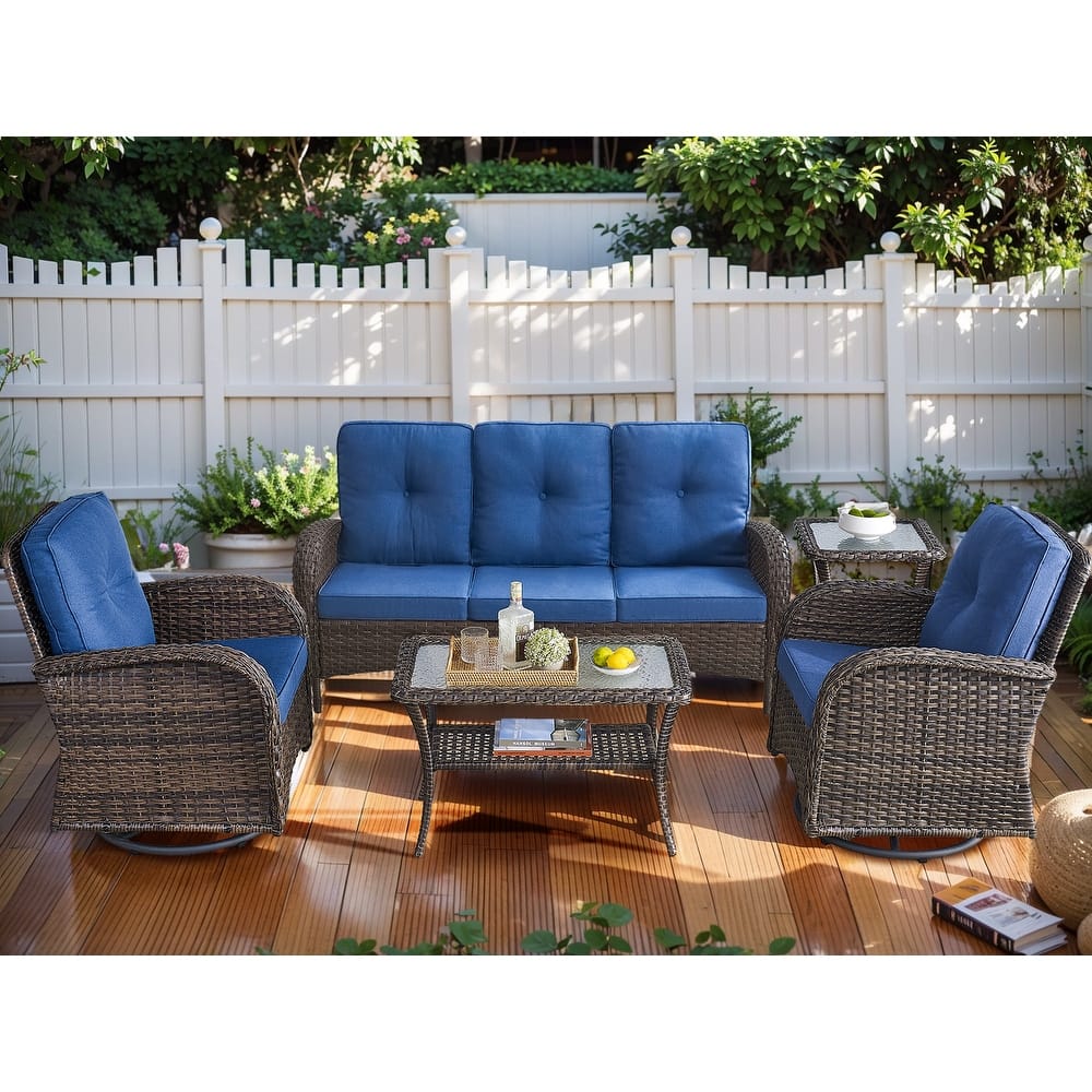 Outdoor Swivel Rocker Chairs with Sofa Table