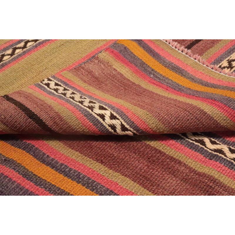 Hand Woven Oriental 100% Wool Carpet Southwestern Geometric Multi-Colored Kilim Area Rug - 6' 3'' X 4' 9''