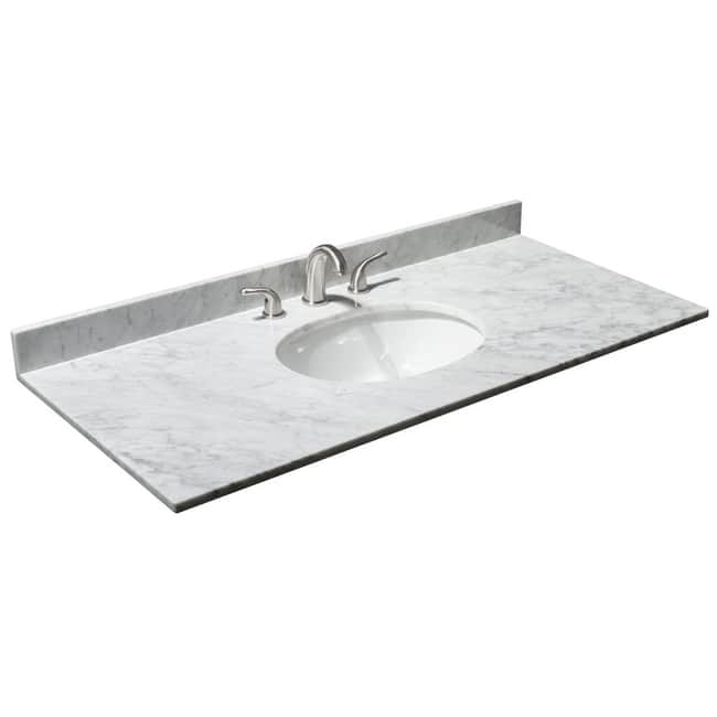 Wyndham Collection 48" Single Vanity Top with Undermount Oval Sink and - White Carrara Marble - Painted